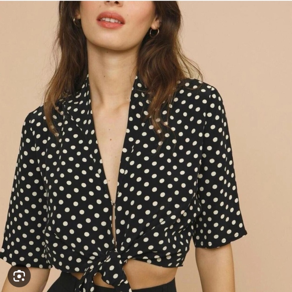 Rouje Navy Polka Dot Flora Top size 36